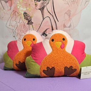 2 Colorful Turkey Decorative Pillow (Pair)